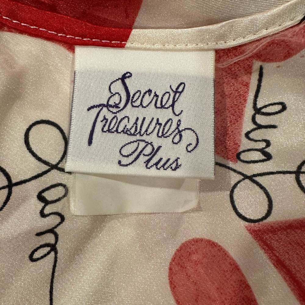 SOLD Secret Treasures Plus Lingerie Slip Dress Midi Heart XOXO Love L/XL - Picture 5 of 8